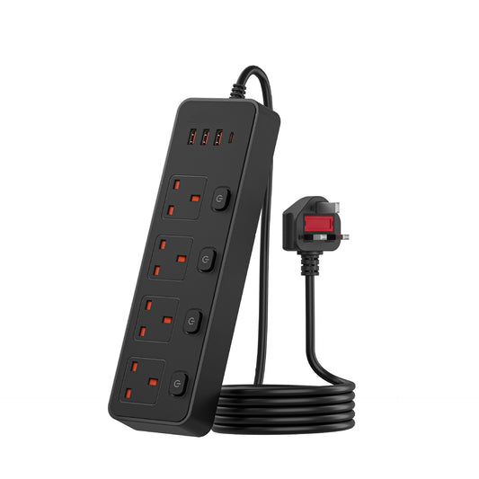 Auto power-off Power Strip with USB Type-c No App, No WiFi, auto cut-off for energy saving & device protection